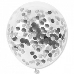 Balon przezroczysty ze srebrnym konfetti 30 cm - 1 szt