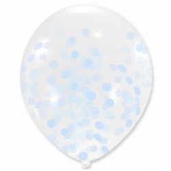 Balon przezroczysty z niebieskim konfetti 30 cm - 1 szt