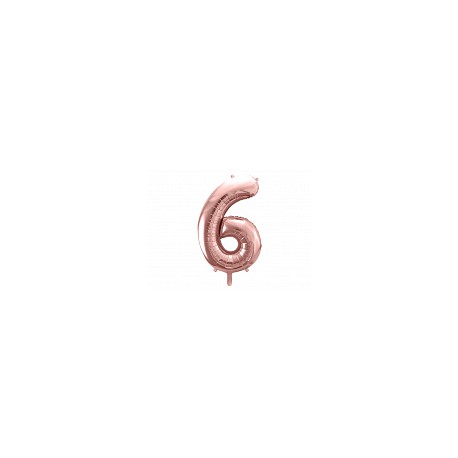 Balon foliowy Cyfra "6", 86cm, różowe złoto