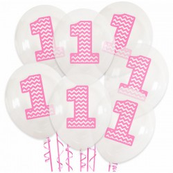 Balon urodzinowy przeźroczysty "1" różowa