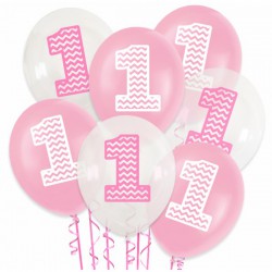 Balon urodzinowy przeźroczysty "1" różowa