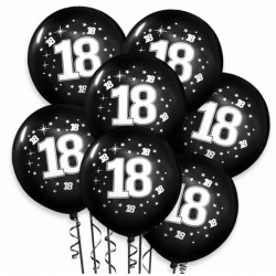 Balon urodzinowy "18" czarny