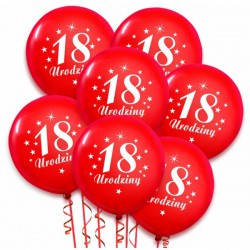 Balon urodzinowy "18 urodziny" czerwony