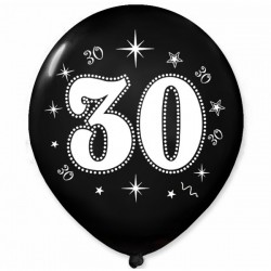 Balon urodzinowy "30" metaliczny czarny 1szt