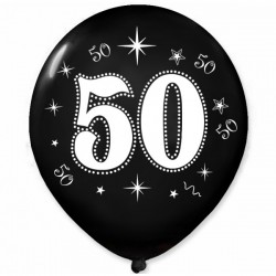 Balon urodzinowy "50" metaliczny czarny 1szt.