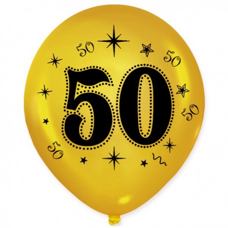 Balon urodzinowy "50" metaliczny złoty 1szt.