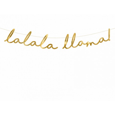 Baner Lama - Lalala Llama, złoty, 12,5x82cm