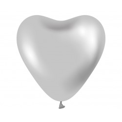 Balony Beauty&Charm platynowe srebrne serca 12"/ 6 szt.
