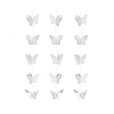 Dekoracja wisząca Motylki Białe, rozm. 7.5 cm, 200 cm