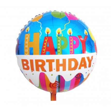 Balon foliowy urodzinowy Happy Birthday (świeczki) 18 cali
