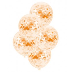 Balony z pomarańczowym konfetti 30 cm - 5 szt