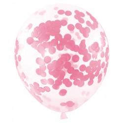 Balon przezroczysty z rózówym konfetti 30 cm - 1 szt