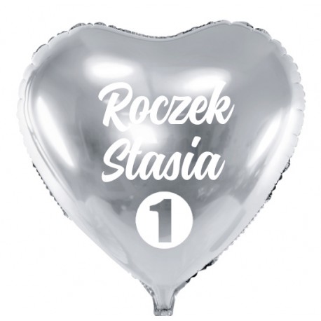 Balon personalizowany ROCZEK + Imię , srebrny