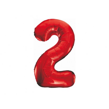 Balon foliowy cyfra 2, czerwony, 102 cm