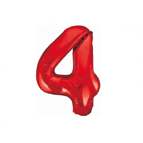 Balon foliowy cyfra 4, czerwony, 102 cm