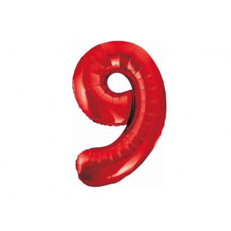 Balon foliowy cyfra 9, czerwony, 102 cm