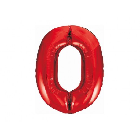 Balon foliowy cyfra 0, czerwony, 102 cm