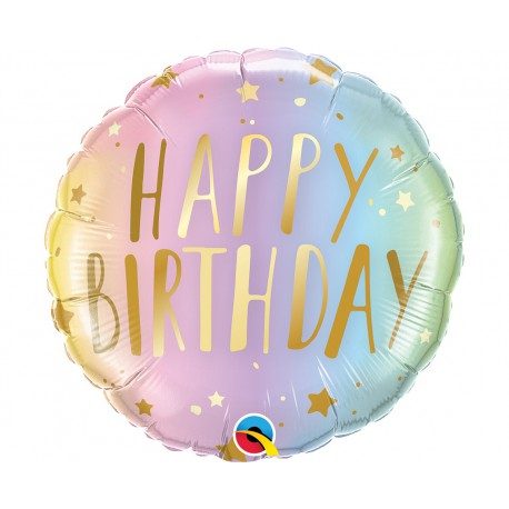 Balon foliowy 18 cali Happy Birthday, pastelowe ombre