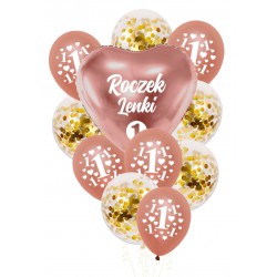 Balony zestaw ROCZEK + IMIĘ rose gold
