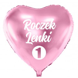 Balon personalizowany ROCZEK + Imię , różowy