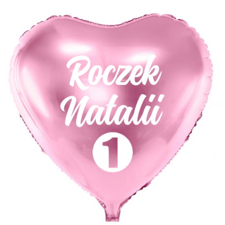Balon personalizowany ROCZEK + Imię , różowy