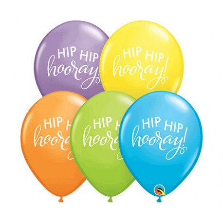 Balony 11 cali pastelowe z nadrukiem HIP HIP HOORAY