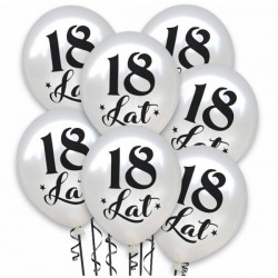 Balon urodzinowy 18 lat metaliczny biały