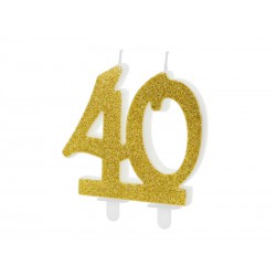 Świeczka urodzinowa liczba 40, złoty 7.5cm