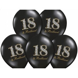 Balon 14" na 18 urodziny, Black& Brilliant