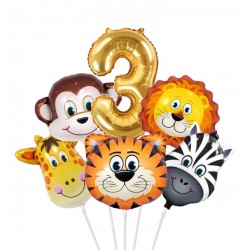 Zestaw balonów 3 urodziny zoo