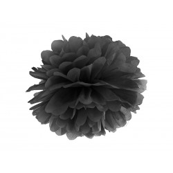 Pompon papierowy czarny, 35cm