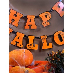 Baner "Happy halloween" dynia+pająk