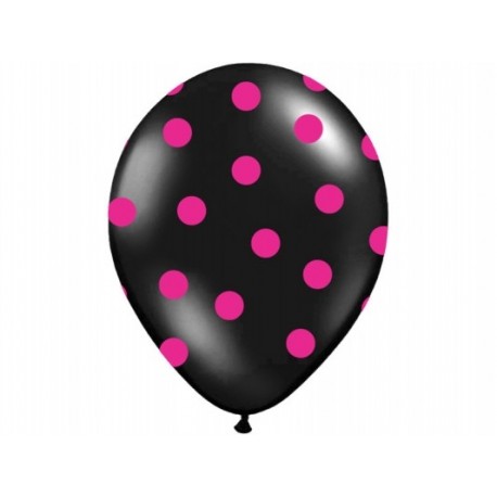 Balony czarne w różowe kropki , 1szt.