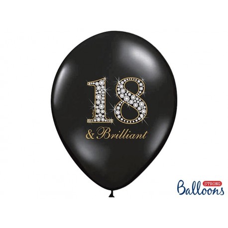 Balon 14" na 18 urodziny, Black& Brilliant